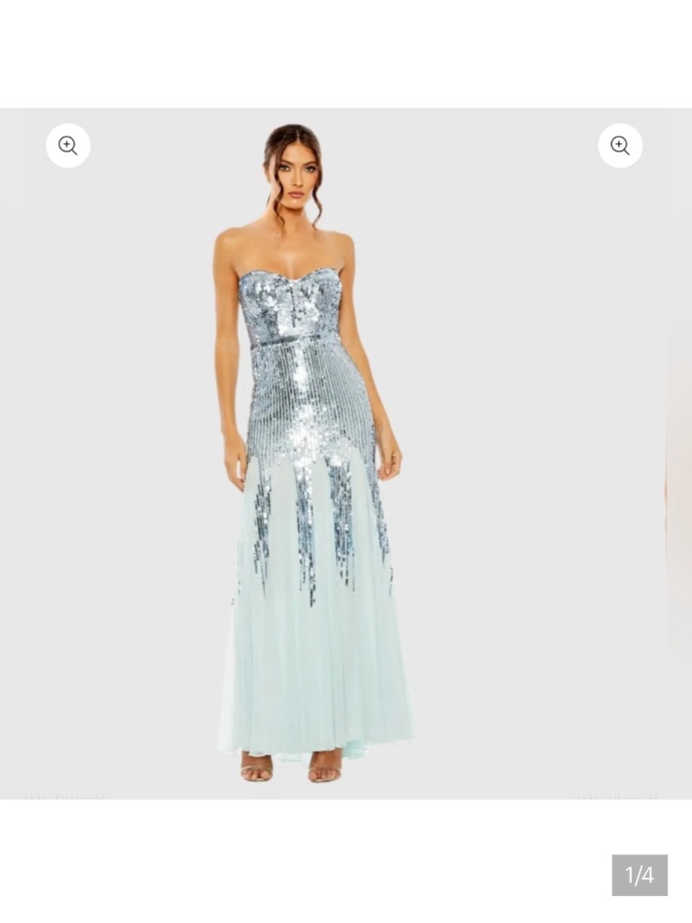 Mac Duggal Pale Blue Sequin Sweetheart Neckline Dress - Picture 2 of 7